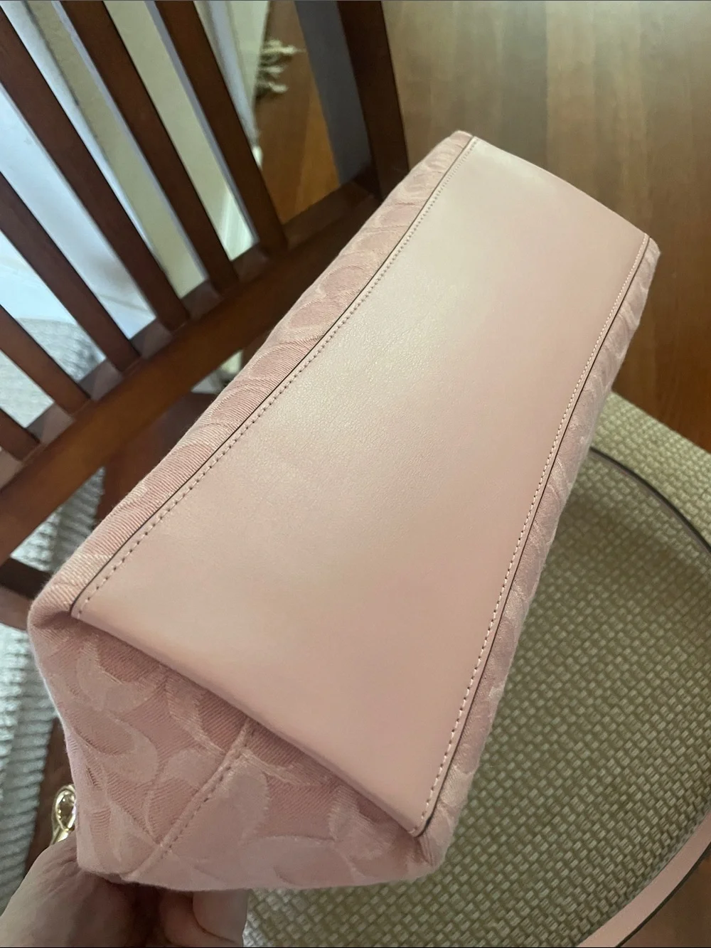 Coach Pink Denim Signature Jacquard Laurel Shoulder Bag with Gold Hardware NWOT